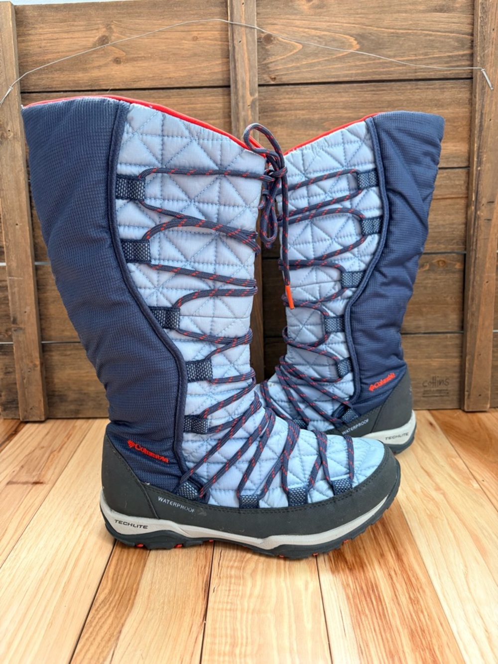 Columbia Women's Loveland Tall Omni-Heat Snow Boots Blue Waterproof Sz 7